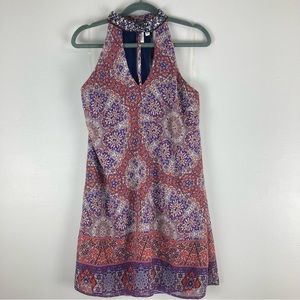 NWT Speechless Beaded halter mini dress small paisley print